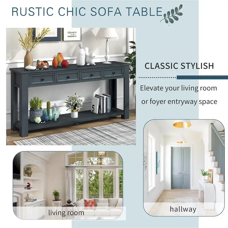 Console rustique Merax avec tiroirs de rangement et étagère inférieure