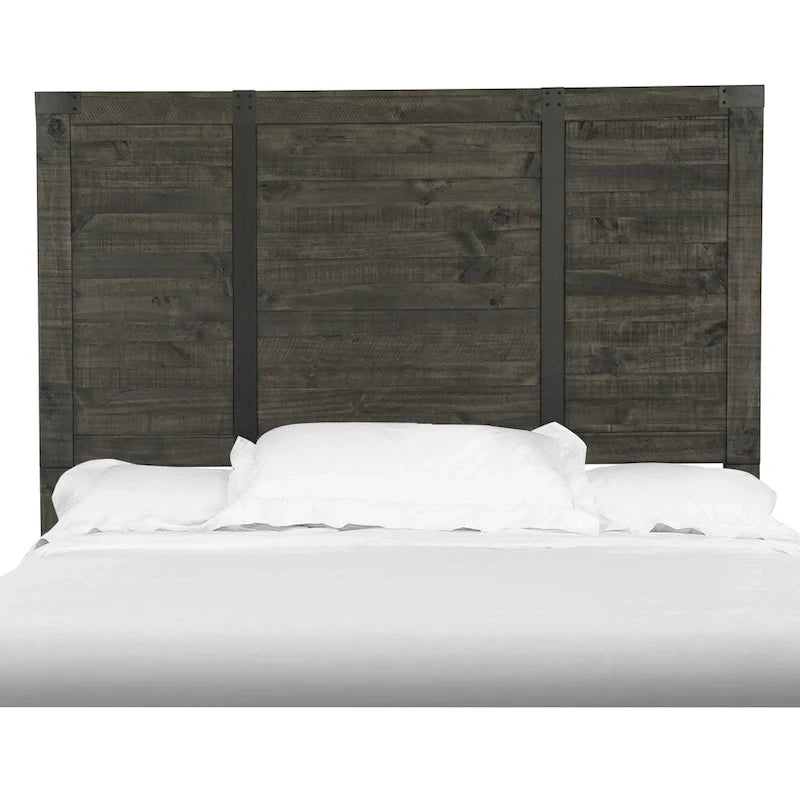 Tête de lit Queen Charbon vieilli, style industriel rustique, pour 1 personne