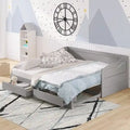 Lit de repos double gris/blanc/expresso avec lit gigogne, 2 couchages