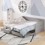Lit de repos double gris/blanc/expresso avec lit gigogne, 2 couchages