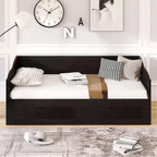 Lit de repos double gris/blanc/expresso avec lit gigogne, 2 couchages