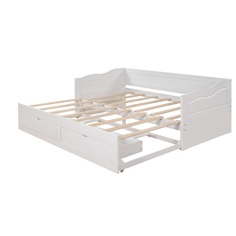 Lit de repos double gris/blanc/expresso avec lit gigogne, 2 couchages