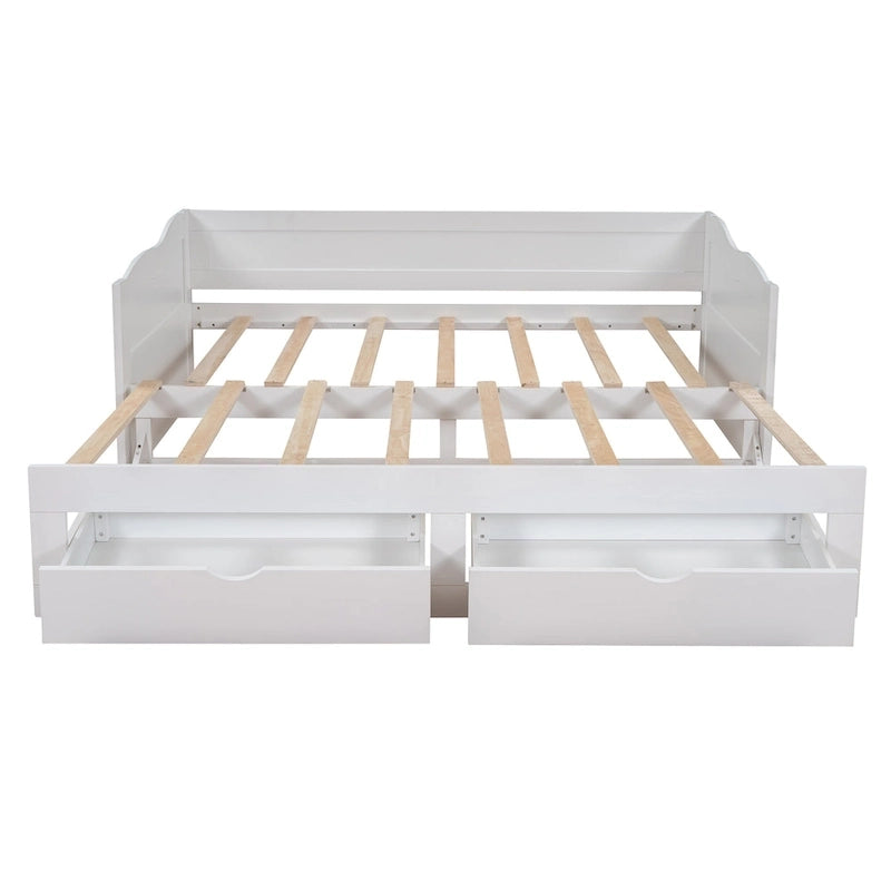 Lit de repos double gris/blanc/expresso avec lit gigogne, 2 couchages