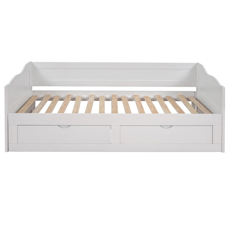 Lit de repos double gris/blanc/expresso avec lit gigogne, 2 couchages
