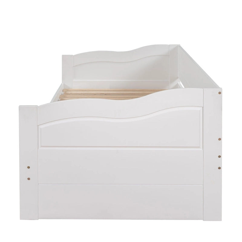 Lit de repos double gris/blanc/expresso avec lit gigogne, 2 couchages