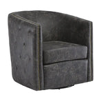 Fauteuil d'appoint pivotant en similicuir noir, dossier baquet, une place
