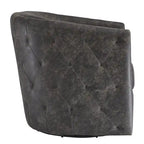 Fauteuil d'appoint pivotant en similicuir noir, dossier baquet, une place