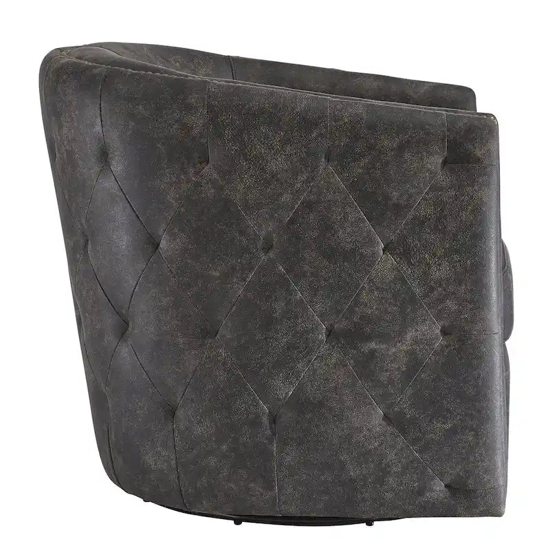 Fauteuil d'appoint pivotant en similicuir noir, dossier baquet, une place
