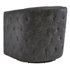Fauteuil d'appoint pivotant en similicuir noir, dossier baquet, une place