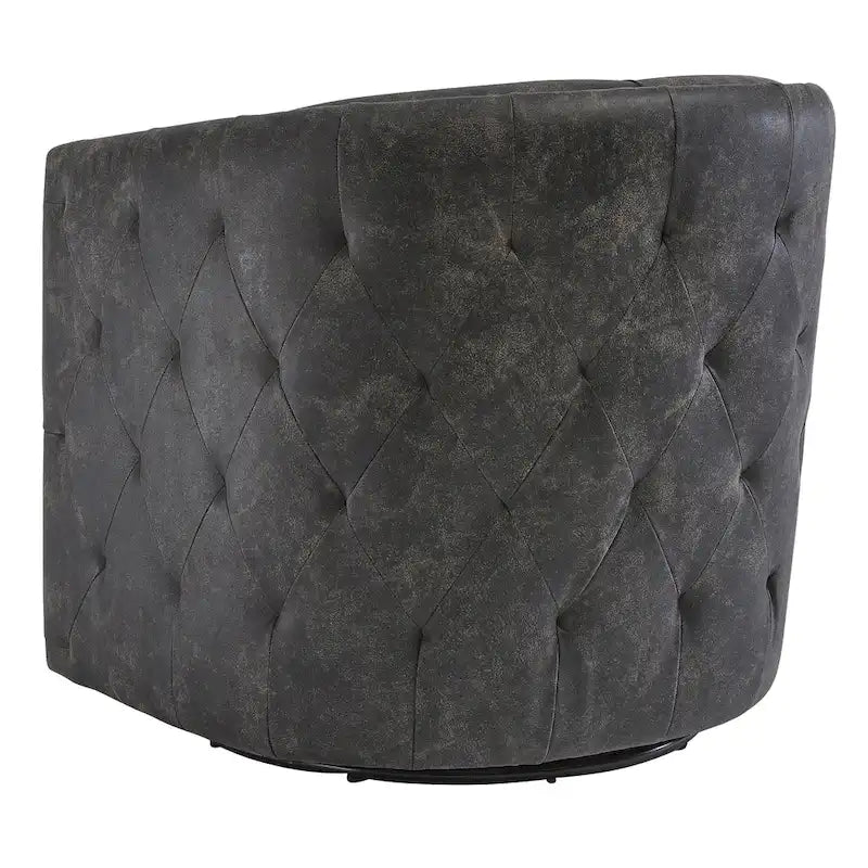 Fauteuil d'appoint pivotant en similicuir noir, dossier baquet, une place