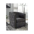 Fauteuil d'appoint pivotant en similicuir noir, dossier baquet, une place