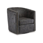 Fauteuil d'appoint pivotant en similicuir noir, dossier baquet, une place