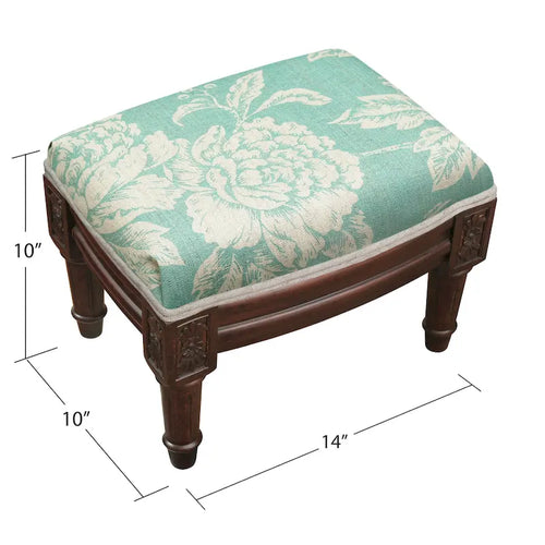 Repose-pieds Floral Aqua, une place, finition teinte bois