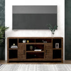 Meuble TV console couleur brun whiskey de 74 po, style rustique, convient pour 1 téléviseur jusqu'à 85 po