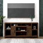 Meuble TV console couleur brun whiskey de 74 po, style rustique, convient pour 1 téléviseur jusqu'à 85 po
