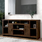Meuble TV console couleur brun whiskey de 74 po, style rustique, convient pour 1 téléviseur jusqu'à 85 po