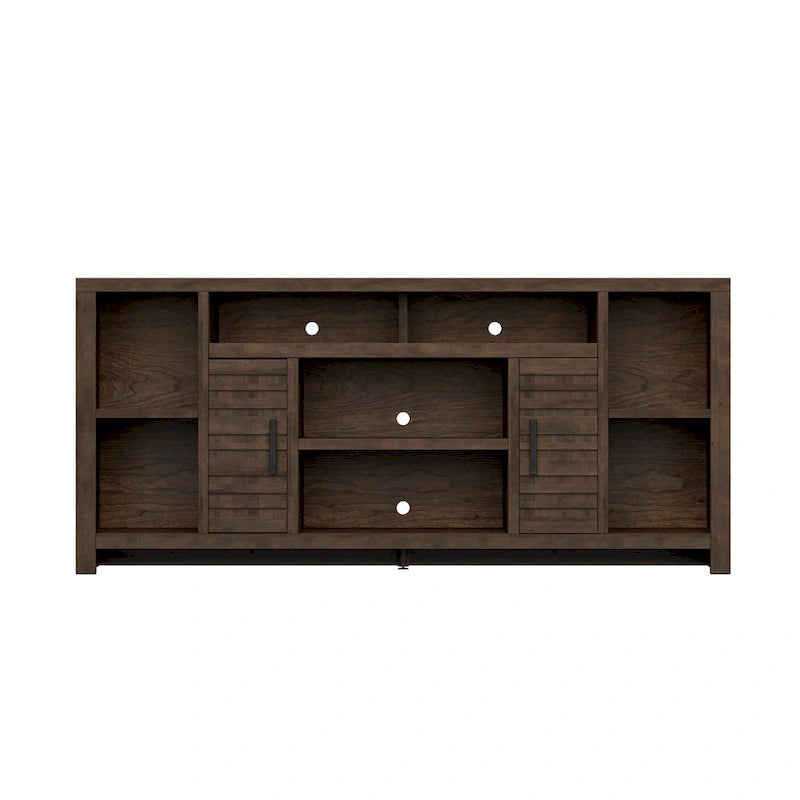 Meuble TV console couleur brun whiskey de 74 po, style rustique, convient pour 1 téléviseur jusqu'à 85 po