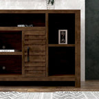 Meuble TV console couleur brun whiskey de 74 po, style rustique, convient pour 1 téléviseur jusqu'à 85 po