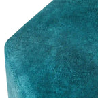 Tabouret ottoman hexagonal bleu, suède, siège unique