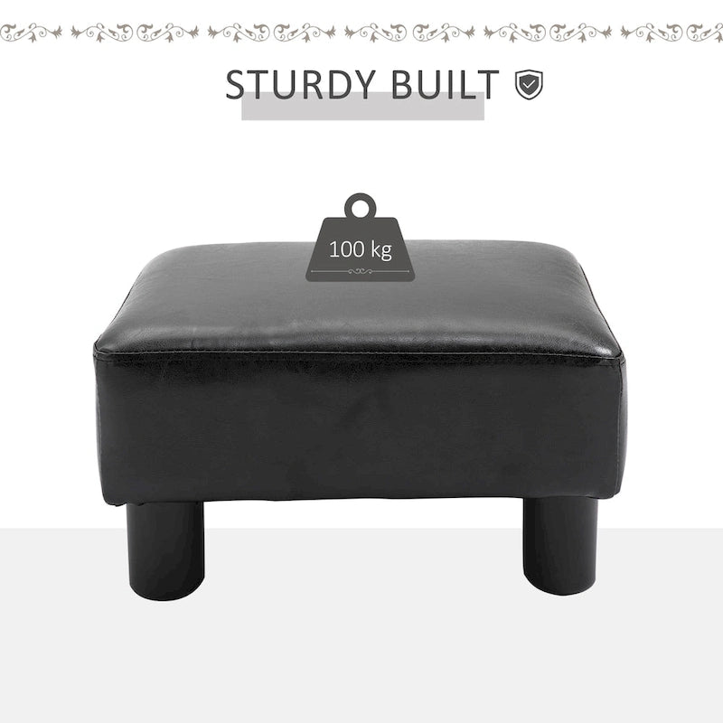 HOMCOM Repose-pieds ottoman rectangulaire moderne en similicuir avec siège en mousse rembourrée et pieds en plastique