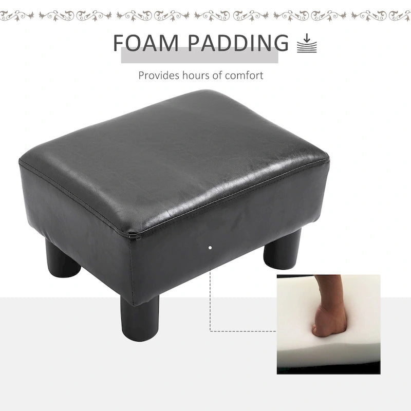 HOMCOM Repose-pieds ottoman rectangulaire moderne en similicuir avec siège en mousse rembourrée et pieds en plastique
