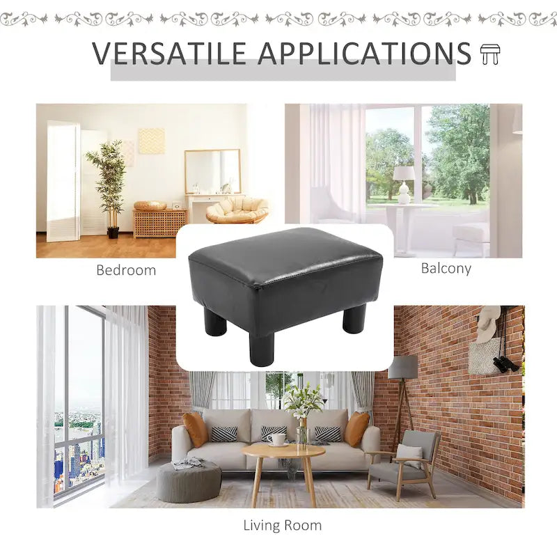 HOMCOM Repose-pieds ottoman rectangulaire moderne en similicuir avec siège en mousse rembourrée et pieds en plastique