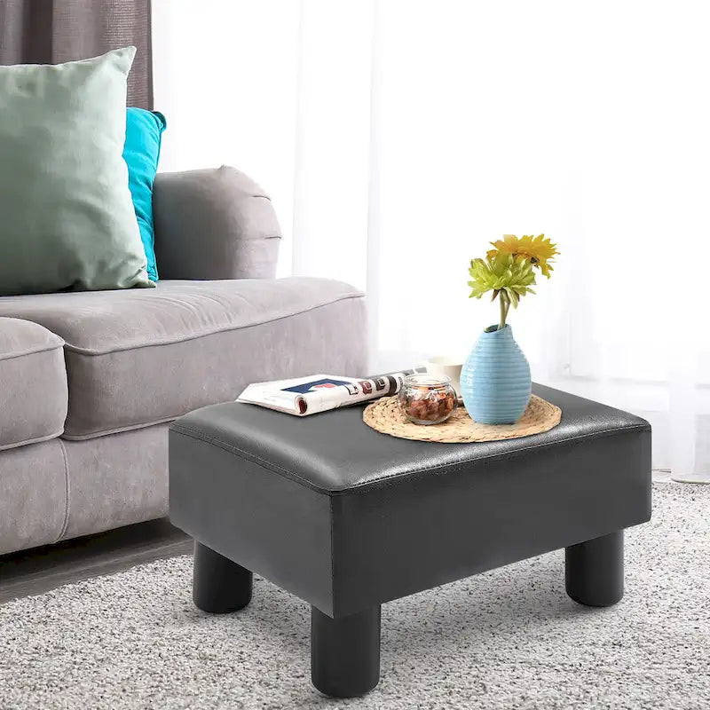 HOMCOM Repose-pieds ottoman rectangulaire moderne en similicuir avec siège en mousse rembourrée et pieds en plastique