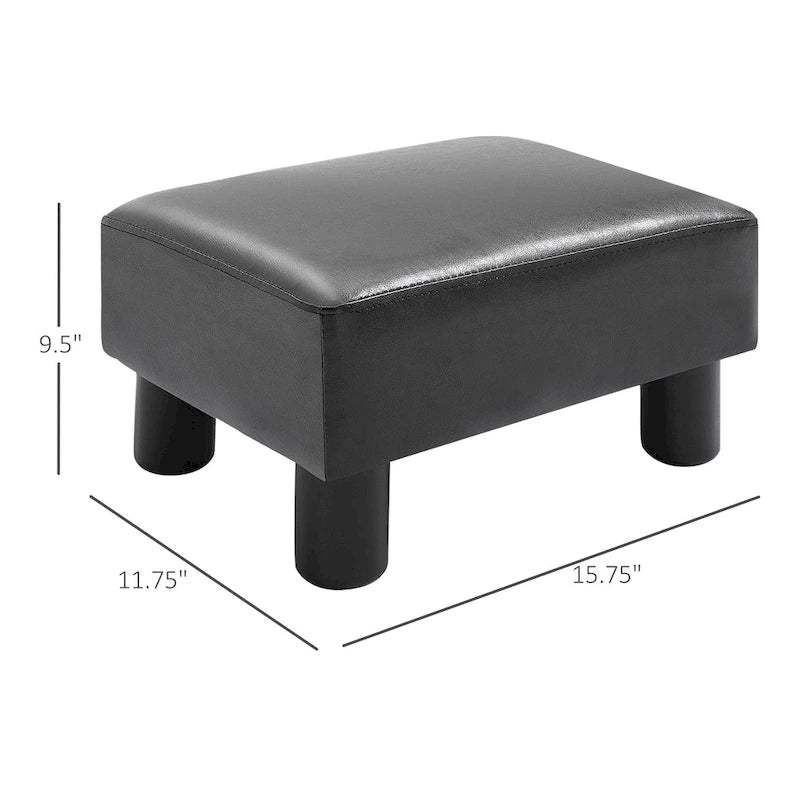 HOMCOM Repose-pieds ottoman rectangulaire moderne en similicuir avec siège en mousse rembourrée et pieds en plastique
