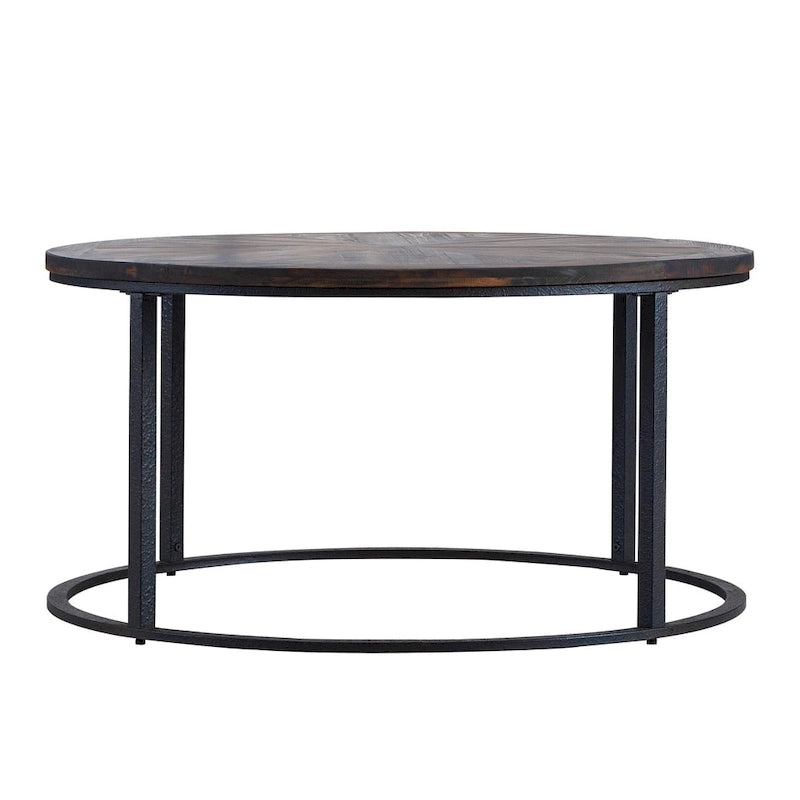 Table basse ronde moderne rustique de style ferme en bois recyclé Darren de SEI Furniture
