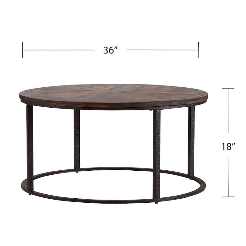 Table basse ronde moderne rustique de style ferme en bois recyclé Darren de SEI Furniture