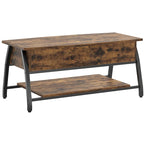 Table basse relevable ovale en chêne gris rétro / marron rustique