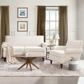Causeuse et fauteuil d'appoint en lin Rivet beige/gris/brun, 2 places + 1 place