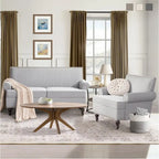 Causeuse et fauteuil d'appoint en lin Rivet beige/gris/brun, 2 places + 1 place