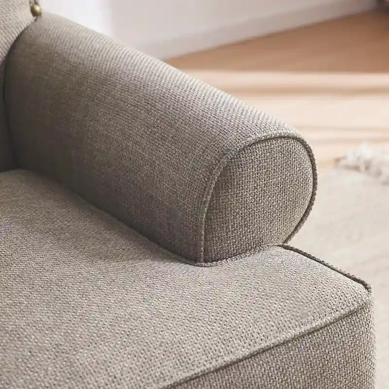Causeuse et fauteuil d'appoint en lin Rivet beige/gris/brun, 2 places + 1 place