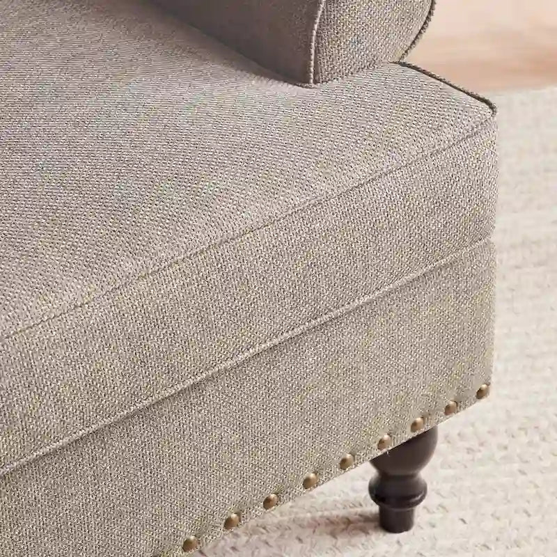 Causeuse et fauteuil d'appoint en lin Rivet beige/gris/brun, 2 places + 1 place