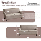 Causeuse et fauteuil d'appoint en lin Rivet beige/gris/brun, 2 places + 1 place