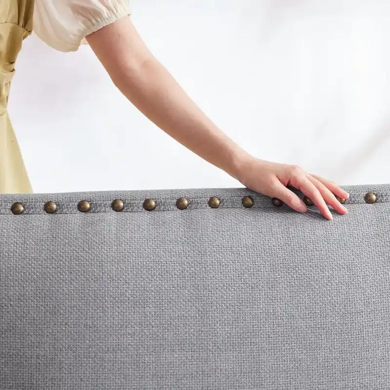 Causeuse et fauteuil d'appoint en lin Rivet beige/gris/brun, 2 places + 1 place