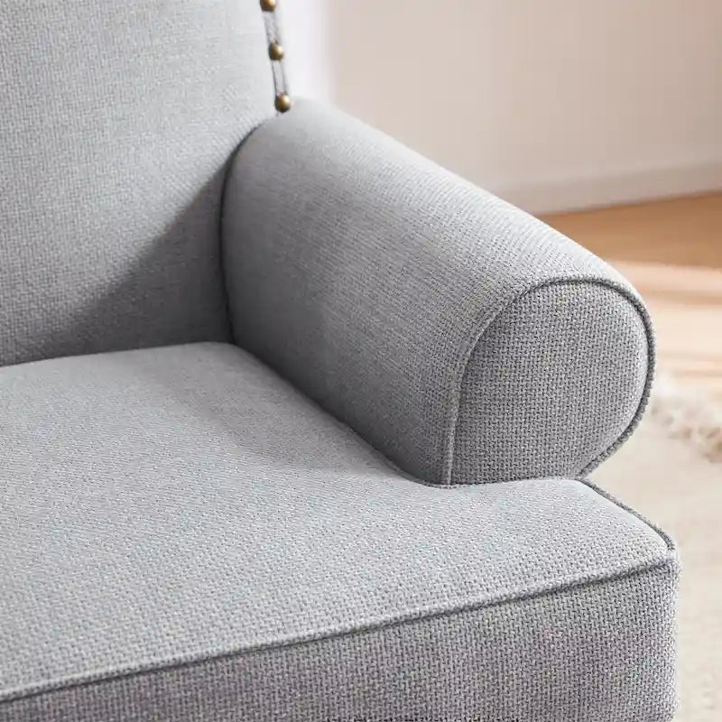Causeuse et fauteuil d'appoint en lin Rivet beige/gris/brun, 2 places + 1 place