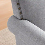 Causeuse et fauteuil d'appoint en lin Rivet beige/gris/brun, 2 places + 1 place