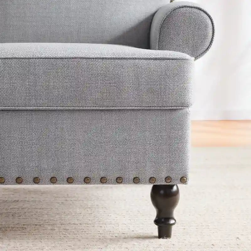 Causeuse et fauteuil d'appoint en lin Rivet beige/gris/brun, 2 places + 1 place