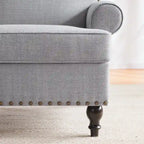 Causeuse et fauteuil d'appoint en lin Rivet beige/gris/brun, 2 places + 1 place