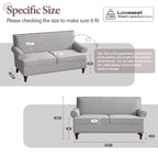 Causeuse et fauteuil d'appoint en lin Rivet beige/gris/brun, 2 places + 1 place
