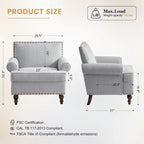Causeuse et fauteuil d'appoint en lin Rivet beige/gris/brun, 2 places + 1 place