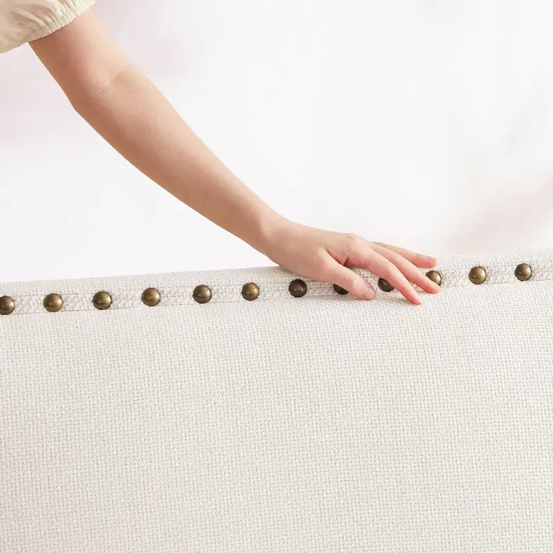 Causeuse et fauteuil d'appoint en lin Rivet beige/gris/brun, 2 places + 1 place