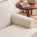 Causeuse et fauteuil d'appoint en lin Rivet beige/gris/brun, 2 places + 1 place
