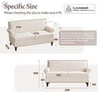 Causeuse et fauteuil d'appoint en lin Rivet beige/gris/brun, 2 places + 1 place