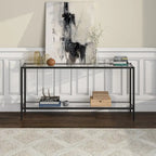 Console rectangulaire large Hera 64 avec étagère en verre - 64 large