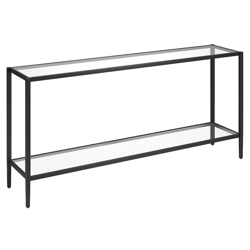 Console rectangulaire large Hera 64 avec étagère en verre - 64 large
