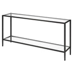 Console rectangulaire large Hera 64 avec étagère en verre - 64 large