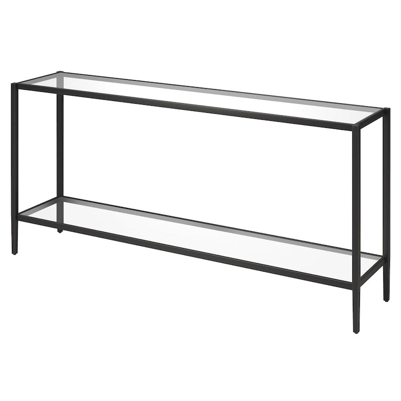Console rectangulaire large Hera 64 avec étagère en verre - 64 large